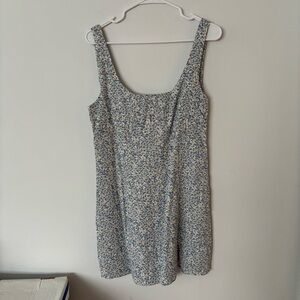 glassons blue, yellow & white floral square neck mini dress🩵